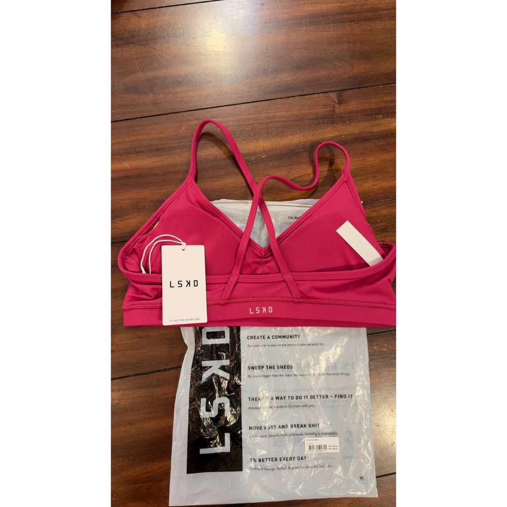 LSKD Clarity Sports Bra Plum Berry Ruched Women's Large NWT NEW - Picture 5 of 16
